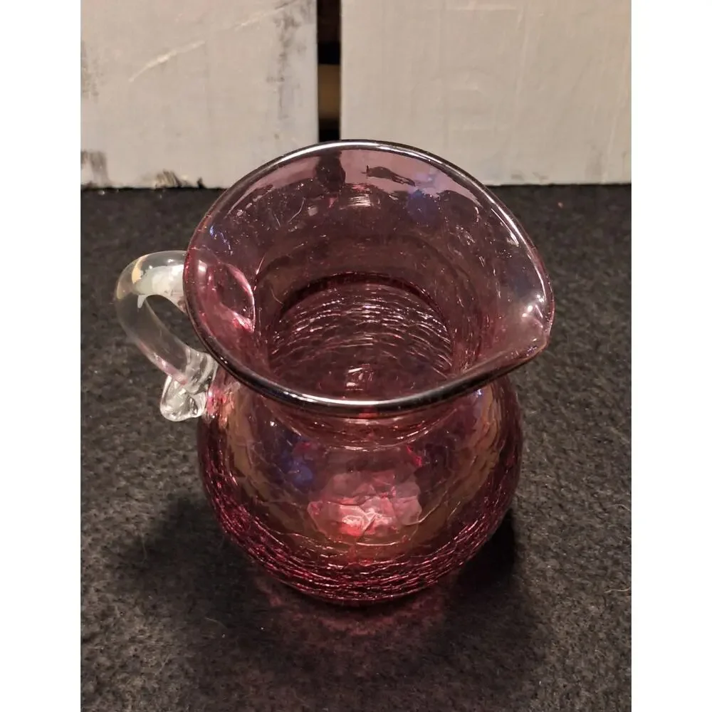 Vintage Kanawha Cranberry Glass Pitcher Created with Gold Encased in Crystal